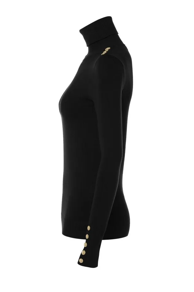 Women Buttoned Knit Roll Neck Black Holland Cooper Knitwear Women Buttoned Knit Roll Neck Black Holland Cooper Knitwear