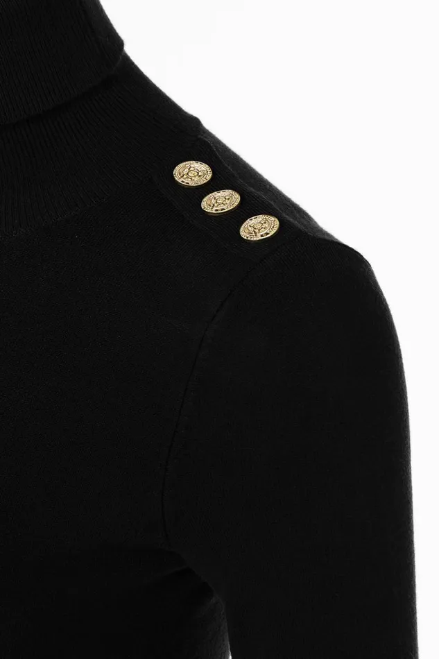 Women Buttoned Knit Roll Neck Black Holland Cooper Knitwear Women Buttoned Knit Roll Neck Black Holland Cooper Knitwear