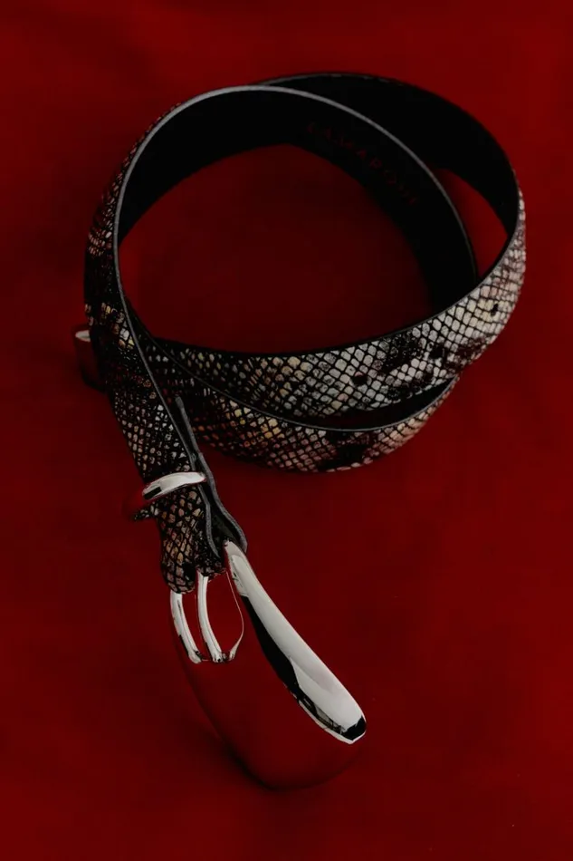 Women CAIRO Leather Belt Python Print LAMARQUE Belts