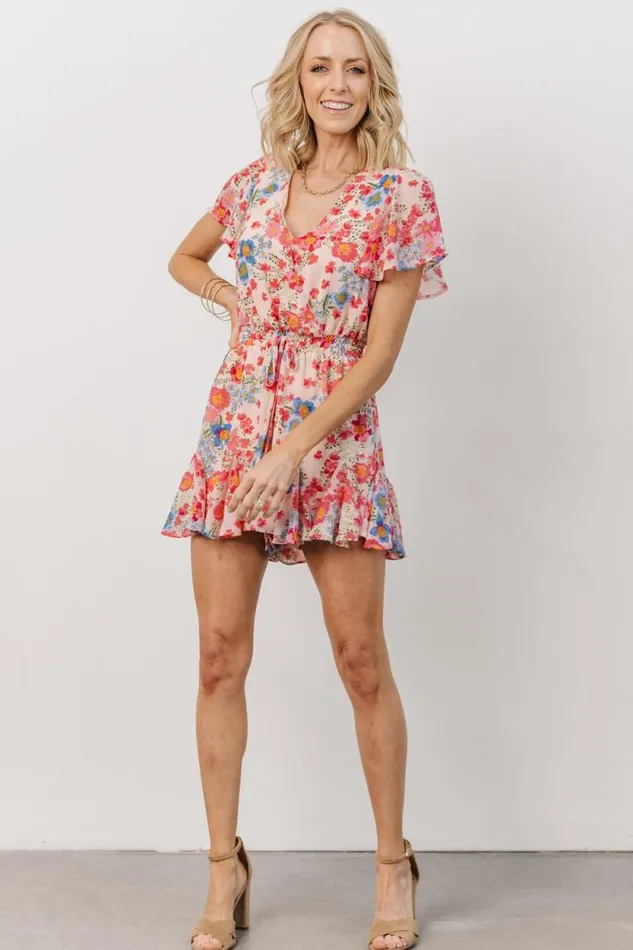 Women Candy Romper Pink Blue Floral Baltic Born Jumpsuits and Rompers Women Candy Romper Pink Blue Floral Baltic Born Jumpsuits and Rompers