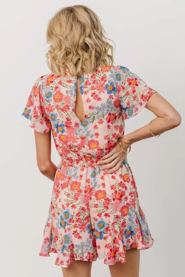 Women Candy Romper Pink Blue Floral Baltic Born Jumpsuits and Rompers Women Candy Romper Pink Blue Floral Baltic Born Jumpsuits and Rompers