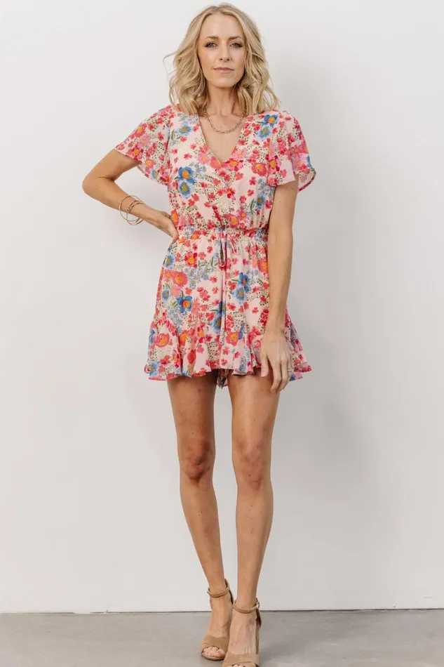 Women Candy Romper Pink Blue Floral Baltic Born Jumpsuits and Rompers Women Candy Romper Pink Blue Floral Baltic Born Jumpsuits and Rompers