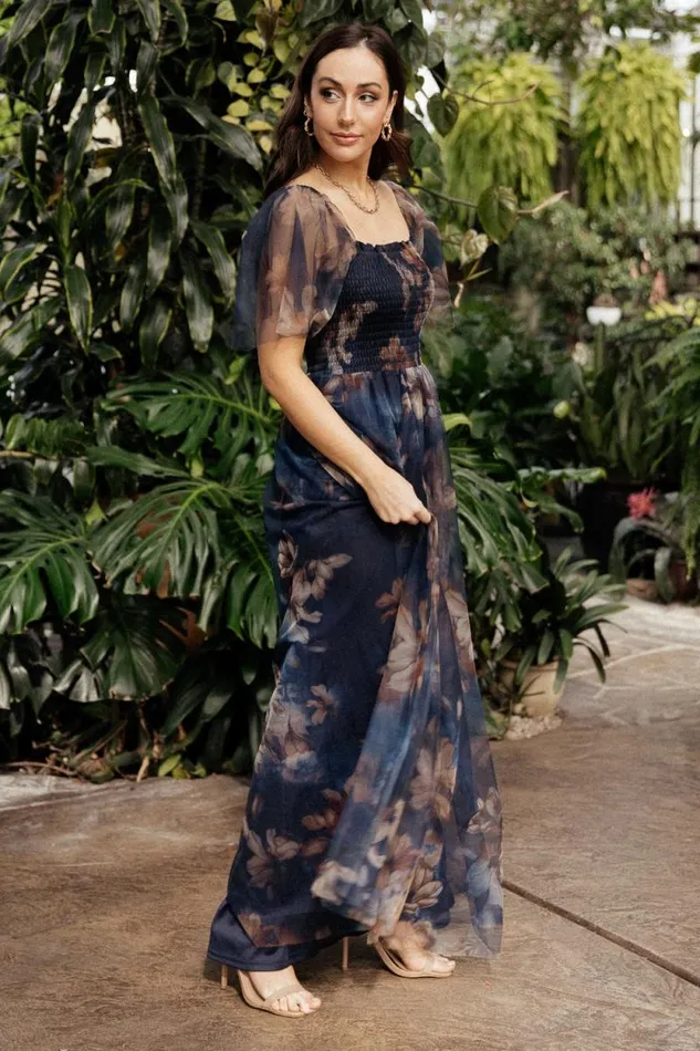 Women Cassandra Tulle Maxi Dress Dark Blue Floral Baltic Born The Guest Edit Women Cassandra Tulle Maxi Dress Dark Blue Floral Baltic Born The Guest Edit