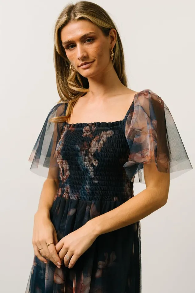 Women Cassandra Tulle Maxi Dress Dark Blue Floral Baltic Born The Guest Edit Women Cassandra Tulle Maxi Dress Dark Blue Floral Baltic Born The Guest Edit