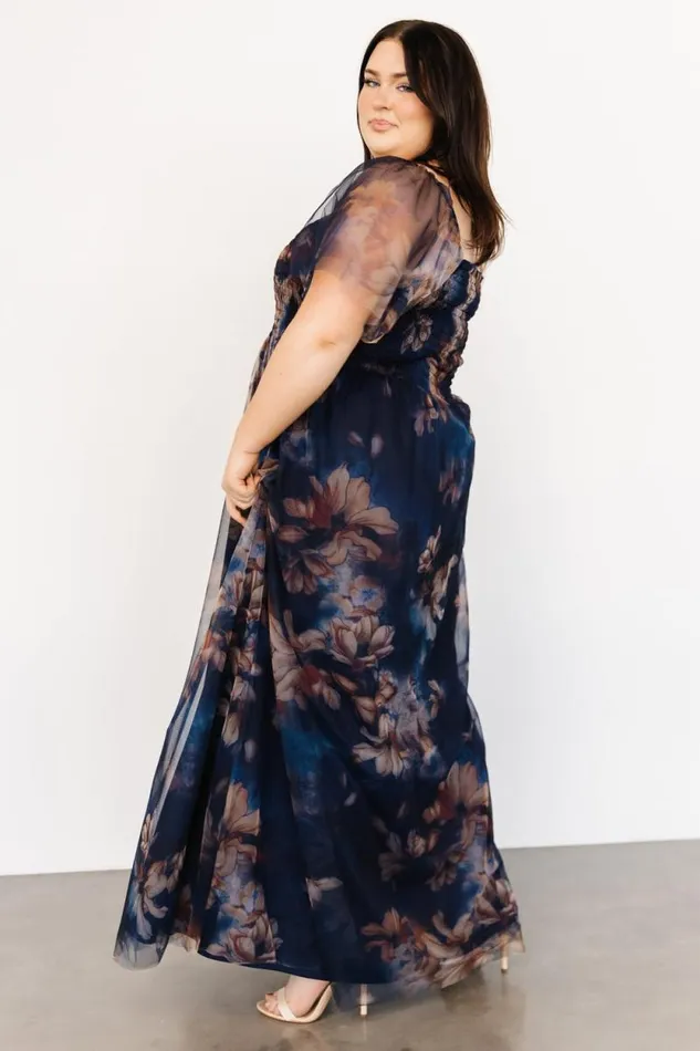 Women Cassandra Tulle Maxi Dress Dark Blue Floral Baltic Born The Guest Edit Women Cassandra Tulle Maxi Dress Dark Blue Floral Baltic Born The Guest Edit
