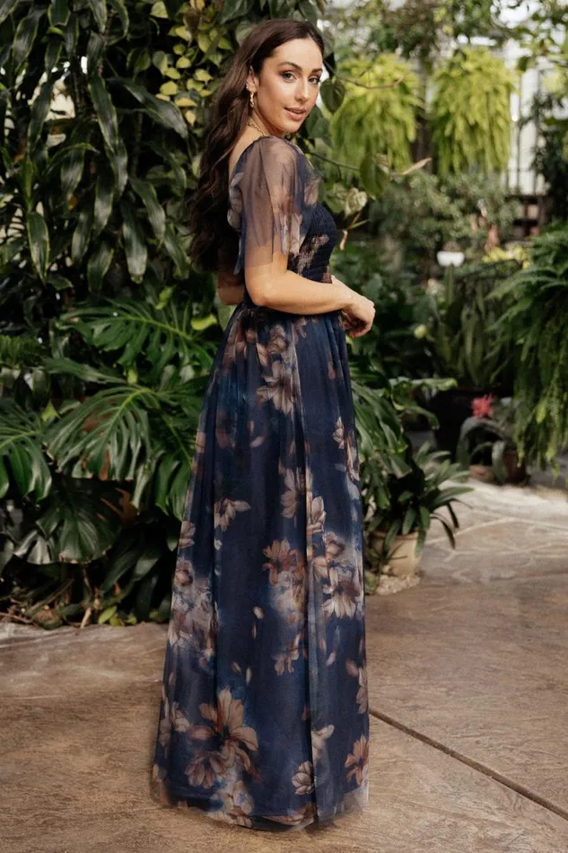 Women Cassandra Tulle Maxi Dress Dark Blue Floral Baltic Born The Guest Edit Women Cassandra Tulle Maxi Dress Dark Blue Floral Baltic Born The Guest Edit