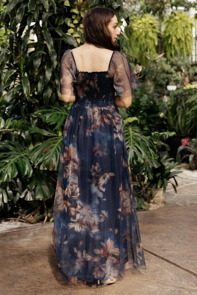 Women Cassandra Tulle Maxi Dress Dark Blue Floral Baltic Born The Guest Edit Women Cassandra Tulle Maxi Dress Dark Blue Floral Baltic Born The Guest Edit