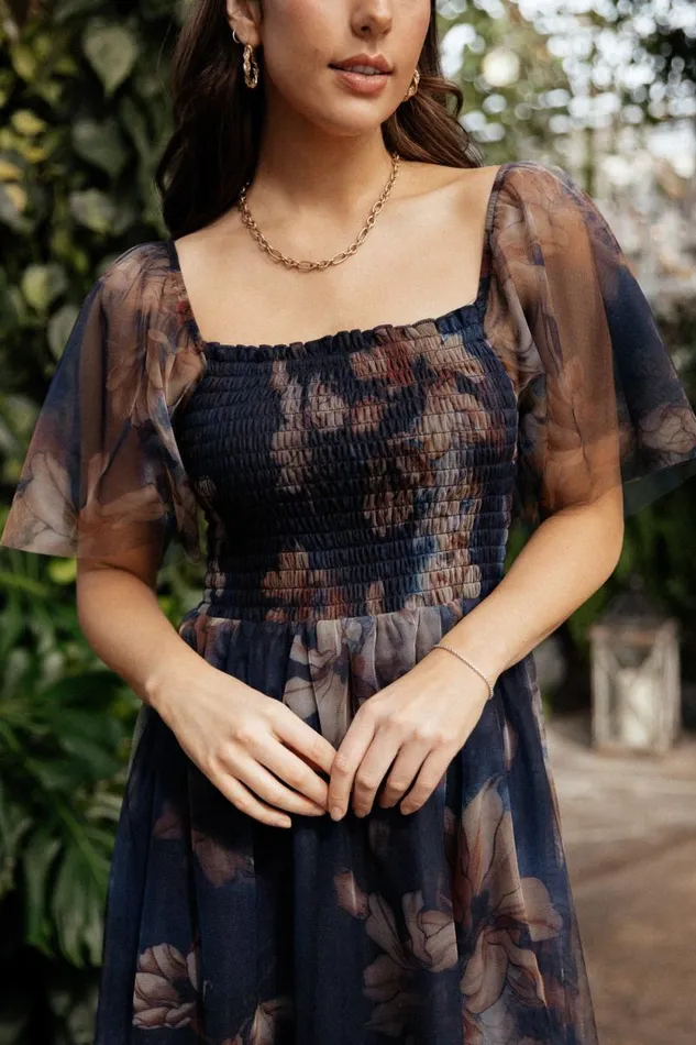 Women Cassandra Tulle Maxi Dress Dark Blue Floral Baltic Born The Guest Edit Women Cassandra Tulle Maxi Dress Dark Blue Floral Baltic Born The Guest Edit