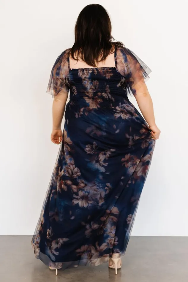 Women Cassandra Tulle Maxi Dress Dark Blue Floral Baltic Born The Guest Edit Women Cassandra Tulle Maxi Dress Dark Blue Floral Baltic Born The Guest Edit