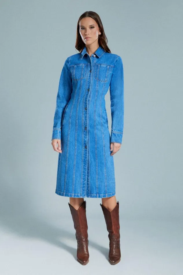 Women Casual Dresses Bardot Lorna Denim Shirt Dress In Vintage Vintage