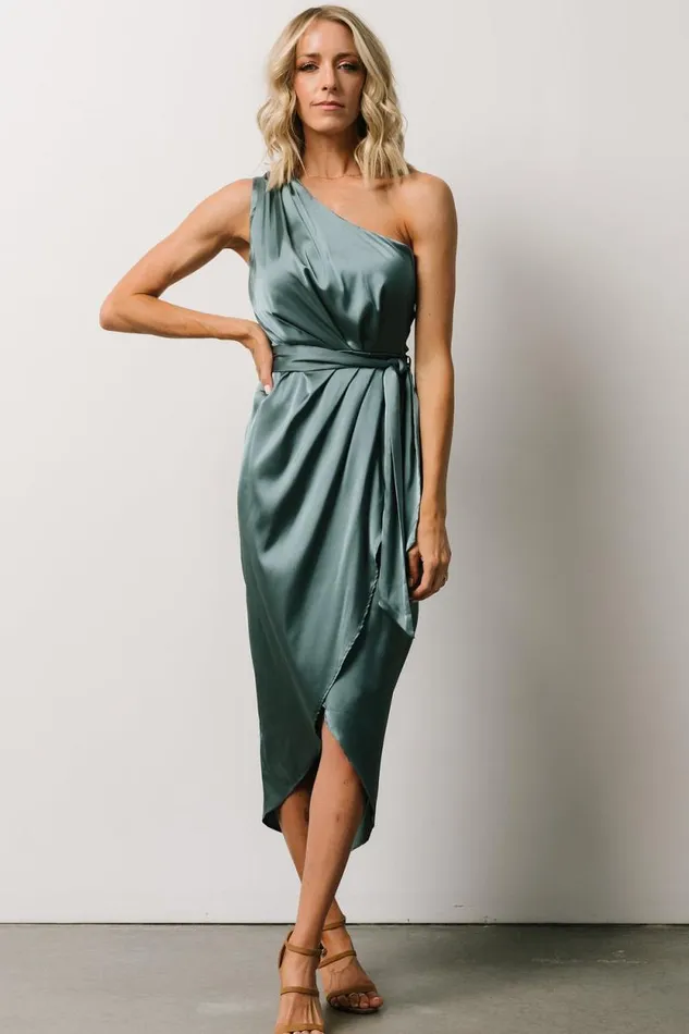 Women Celia One Shoulder Midi Dress Blue Sage Baltic Born Midi Dresses