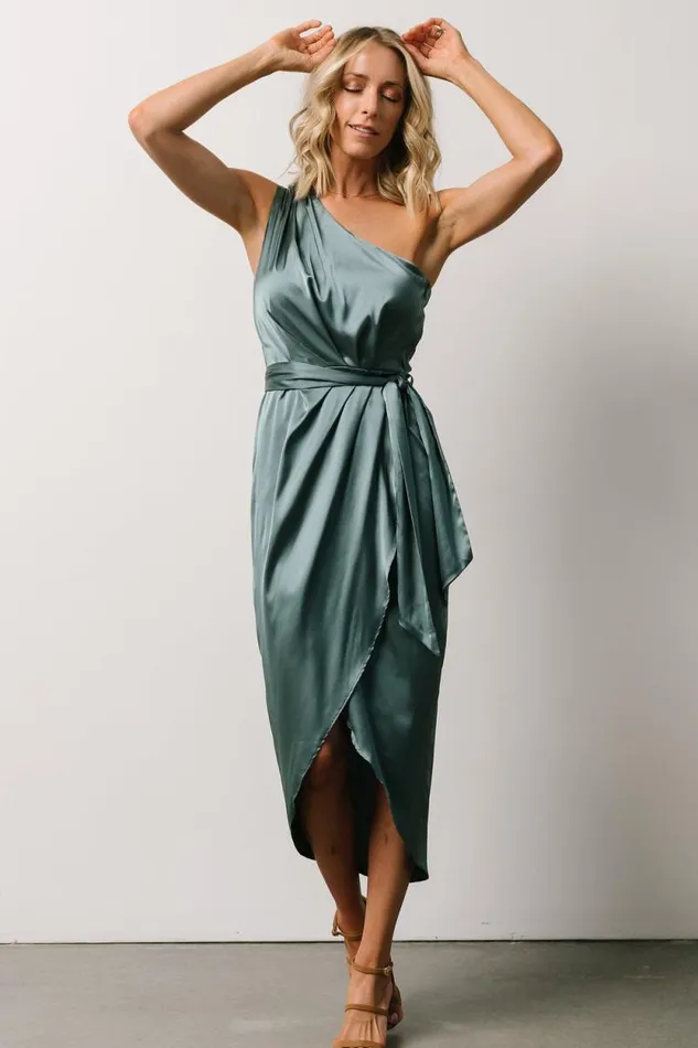 Women Celia One Shoulder Midi Dress Blue Sage Baltic Born Midi Dresses