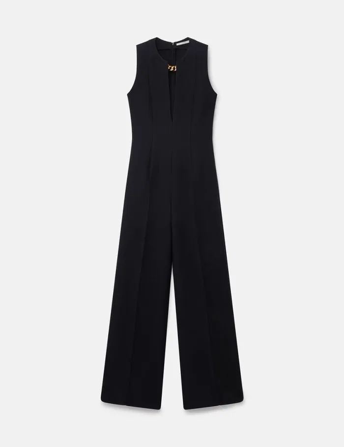Women ChainEmbellished OpenBack Jumpsuit Midnight Black Stella McCartney Dresses