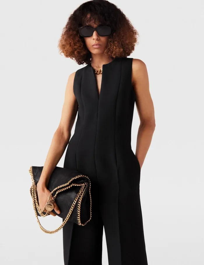 Women ChainEmbellished OpenBack Jumpsuit Midnight Black Stella McCartney Dresses