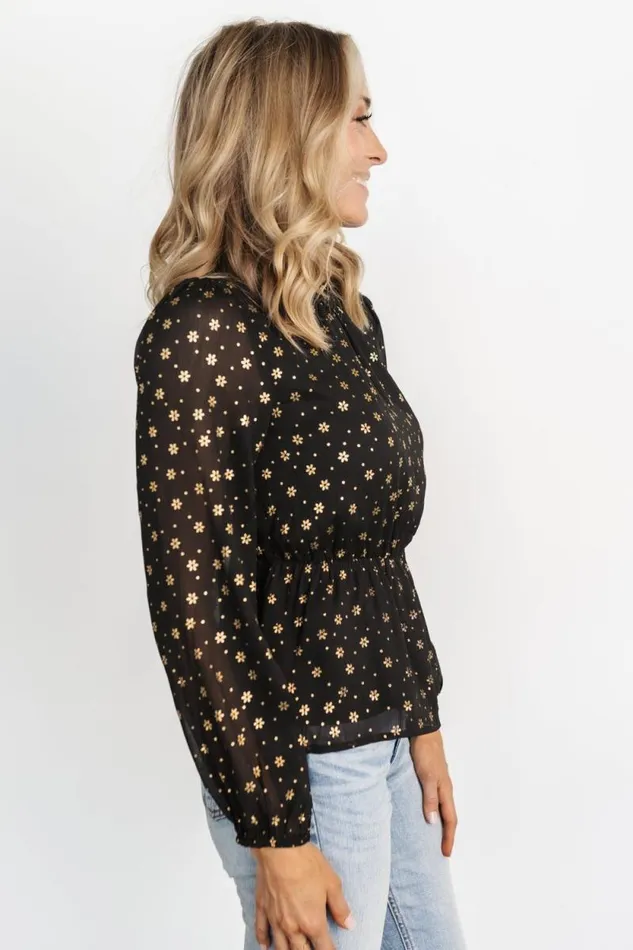 Women Chandra Peplum Top Black Gold Baltic Born Blouses and Shirts Women Chandra Peplum Top Black Gold Baltic Born Blouses and Shirts