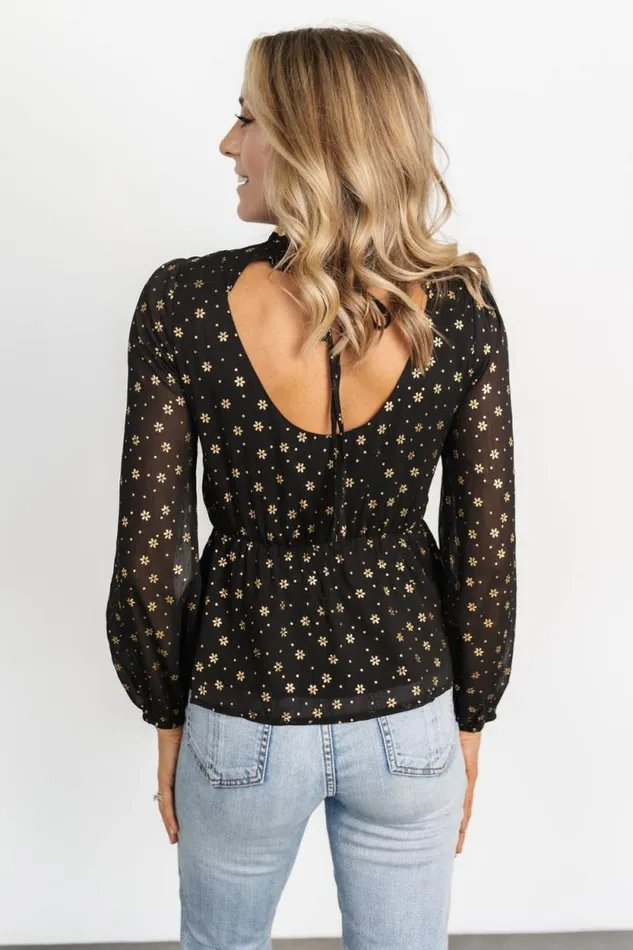 Women Chandra Peplum Top Black Gold Baltic Born Blouses and Shirts Women Chandra Peplum Top Black Gold Baltic Born Blouses and Shirts