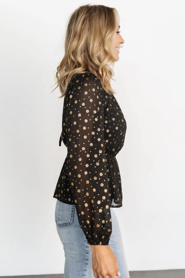Women Chandra Peplum Top Black Gold Baltic Born Blouses and Shirts Women Chandra Peplum Top Black Gold Baltic Born Blouses and Shirts