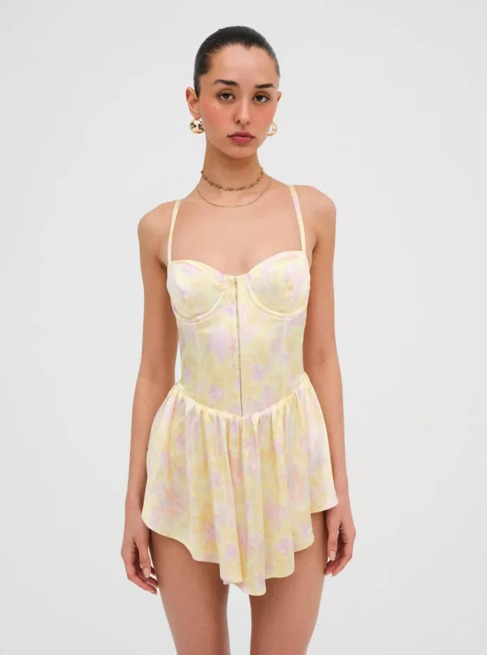 Women Charlene Mini Dress Yellow For Love and Lemons Dresses
