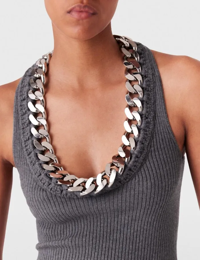 Women Chunky Chain Tank Top Dunkelgrau Meliert Stella McCartney Shirts And Tops Women Chunky Chain Tank Top Dunkelgrau Meliert Stella McCartney Shirts And Tops