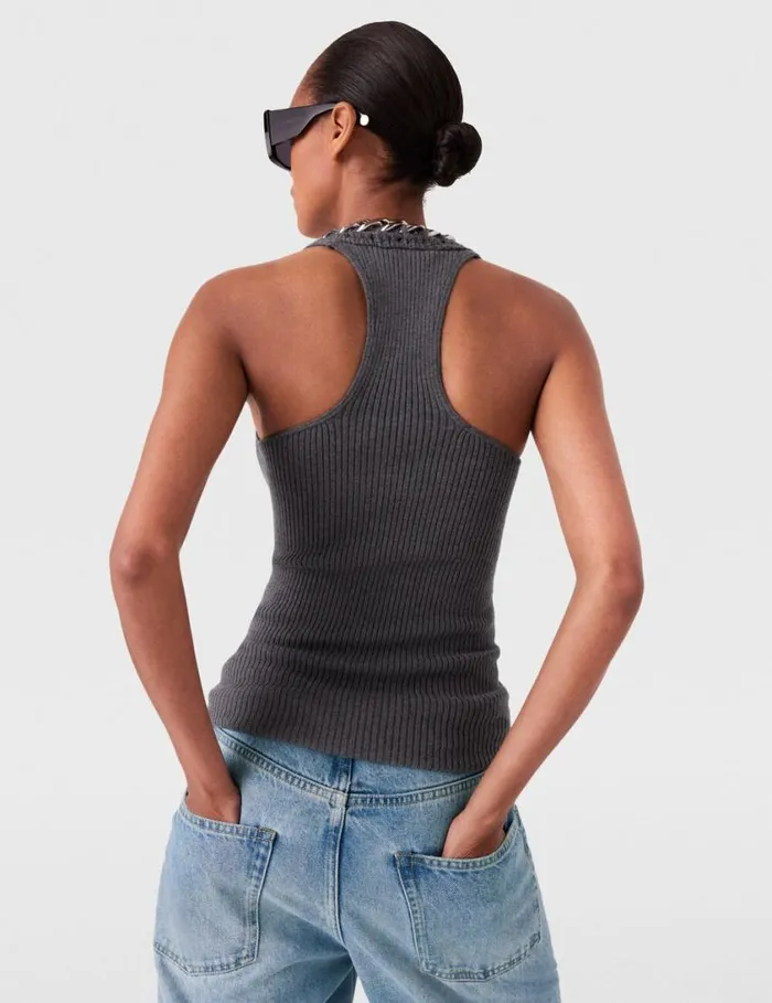 Women Chunky Chain Tank Top Dunkelgrau Meliert Stella McCartney Shirts And Tops Women Chunky Chain Tank Top Dunkelgrau Meliert Stella McCartney Shirts And Tops