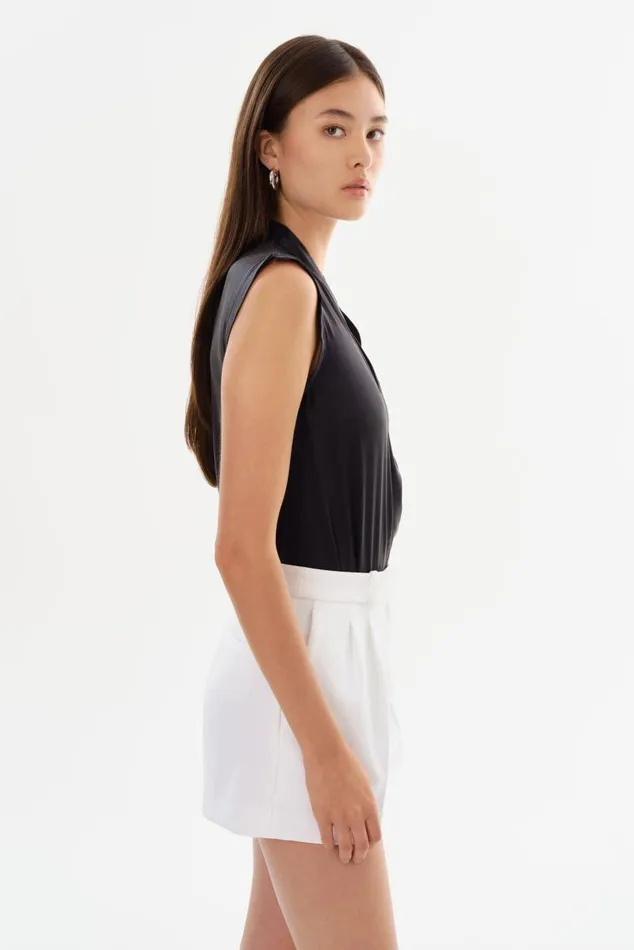 Women CINTA Sleeveless Silk Bodysuit Black LAMARQUE Tops