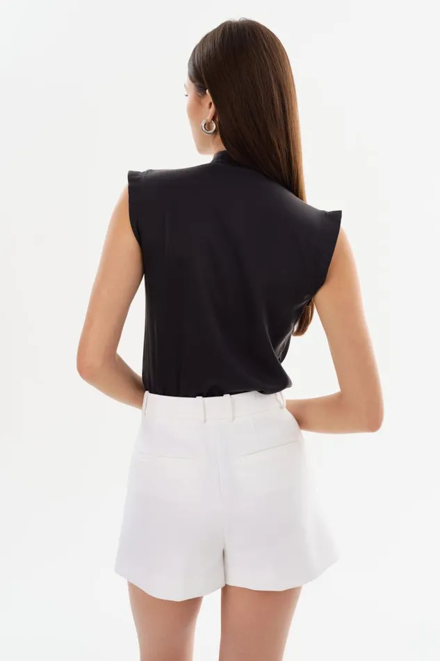 Women CINTA Sleeveless Silk Bodysuit Black LAMARQUE Tops