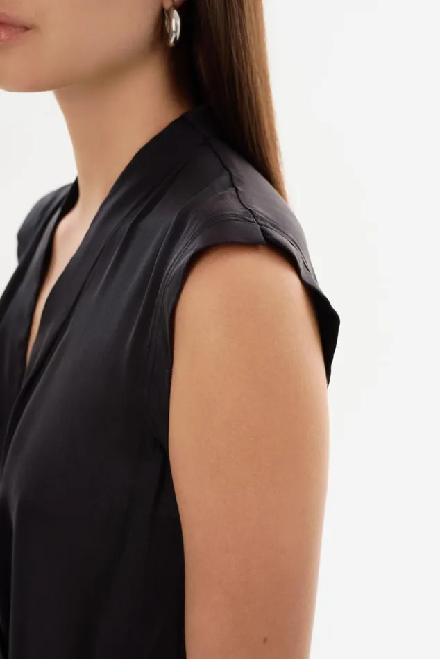 Women CINTA Sleeveless Silk Bodysuit Black LAMARQUE Tops