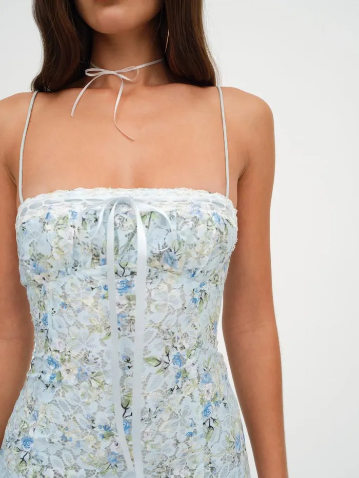 Women Claire Lace Mini Dress Blue For Love and Lemons Dresses
