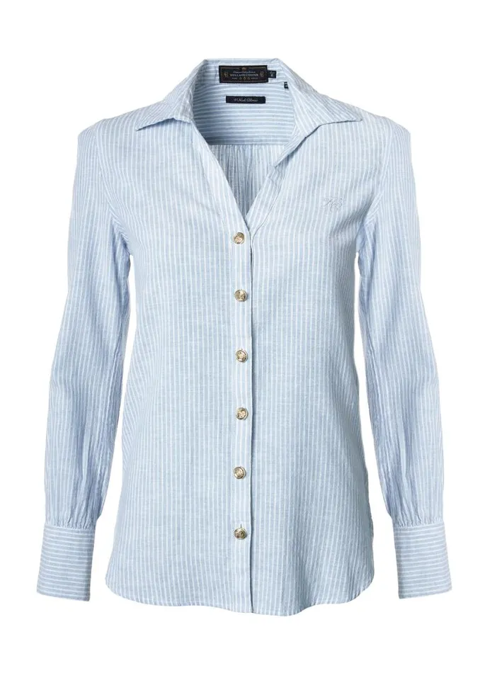 Women Classic VNeck Blouse Azure Stripe Holland Cooper Shirts and Blouses Women Classic VNeck Blouse Azure Stripe Holland Cooper Shirts and Blouses