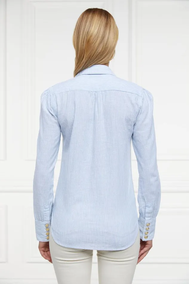 Women Classic VNeck Blouse Azure Stripe Holland Cooper Shirts and Blouses Women Classic VNeck Blouse Azure Stripe Holland Cooper Shirts and Blouses