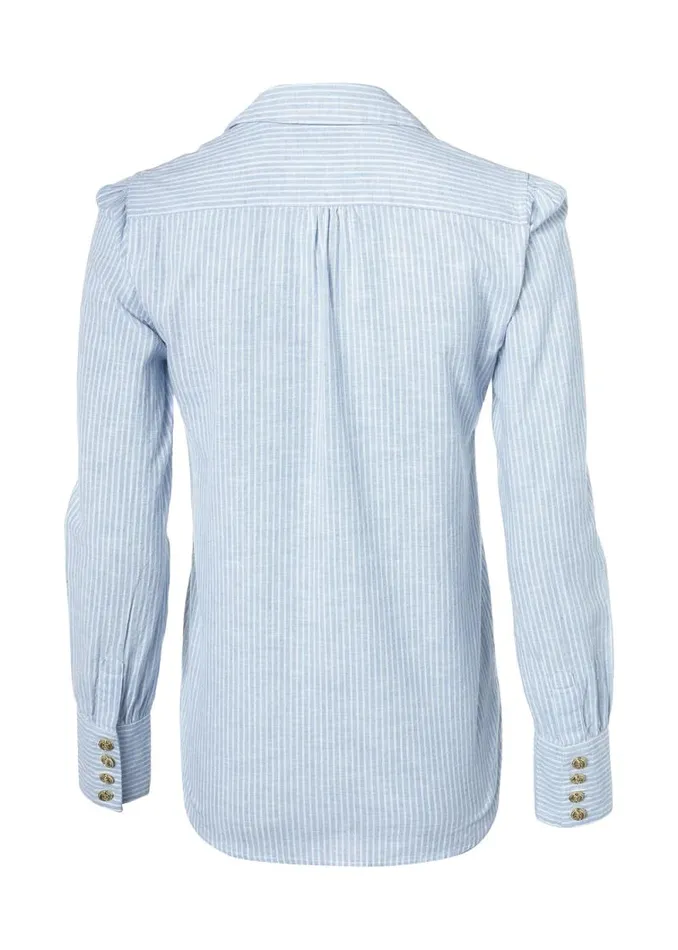 Women Classic VNeck Blouse Azure Stripe Holland Cooper Shirts and Blouses Women Classic VNeck Blouse Azure Stripe Holland Cooper Shirts and Blouses