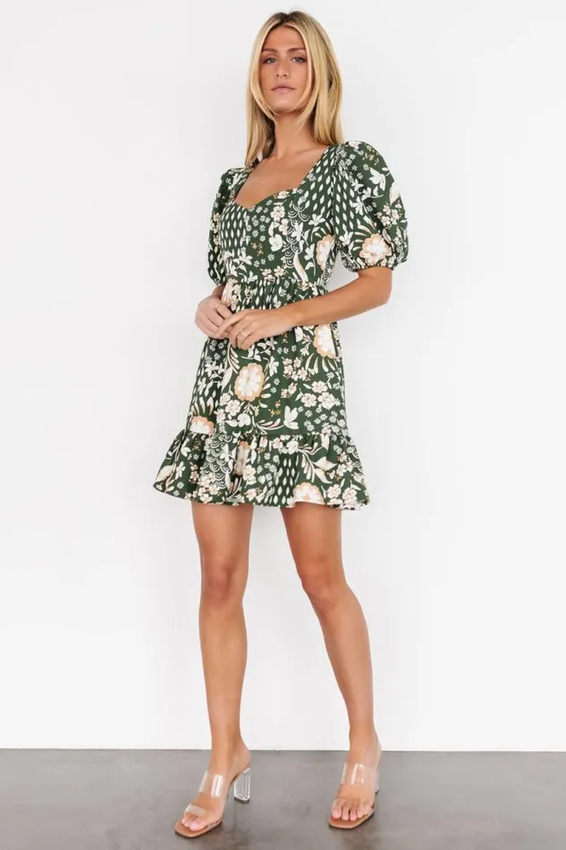 Women Clea Sweetheart Mini Dress Olive Multi Baltic Born Short Dresses