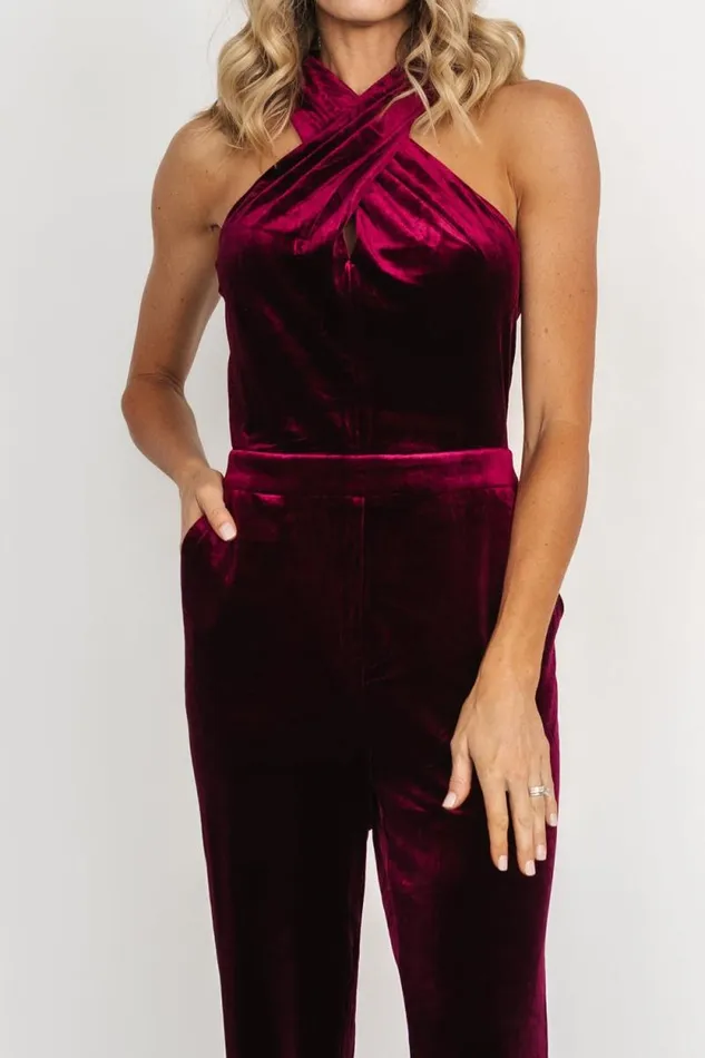 Women Cleopatra Velvet Jumpsuit Burgundy Baltic Born Jumpsuits and Rompers Women Cleopatra Velvet Jumpsuit Burgundy Baltic Born Jumpsuits and Rompers