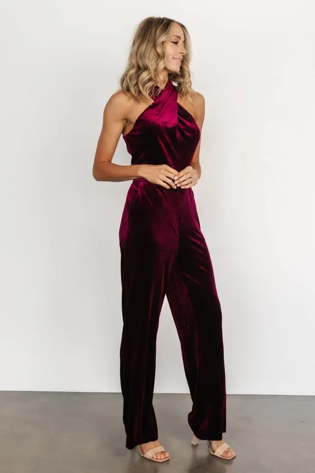 Women Cleopatra Velvet Jumpsuit Burgundy Baltic Born Jumpsuits and Rompers Women Cleopatra Velvet Jumpsuit Burgundy Baltic Born Jumpsuits and Rompers