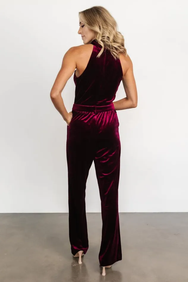 Women Cleopatra Velvet Jumpsuit Burgundy Baltic Born Jumpsuits and Rompers Women Cleopatra Velvet Jumpsuit Burgundy Baltic Born Jumpsuits and Rompers