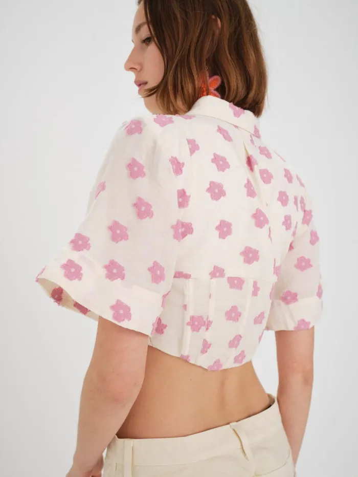 Women Clover Short Sleeve Corset Top Pink For Love and Lemons Tops Women Clover Short Sleeve Corset Top Pink For Love and Lemons Tops