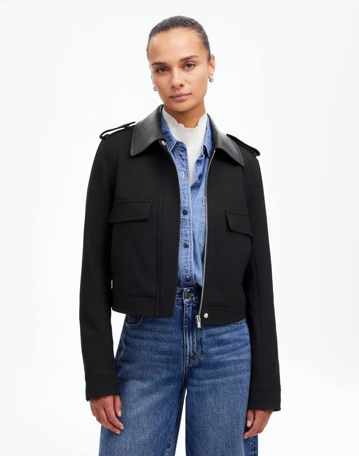 Women Coats Jackets Madewell Shrunken Utility Jacket True Black