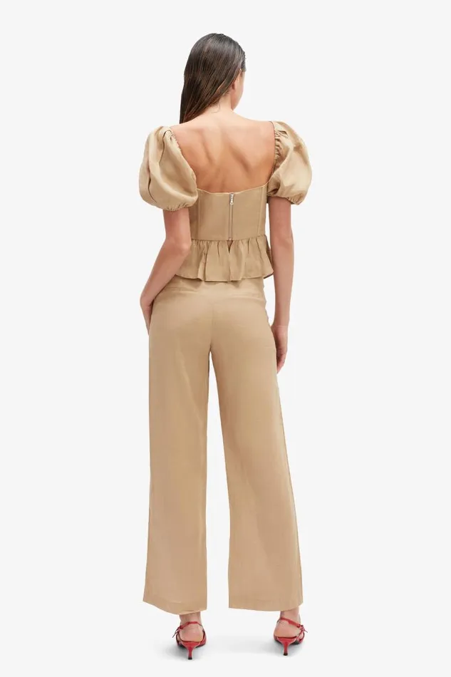 Women Corsets Bardot Esra Puff Sleeve Corset Top In Latte Latte Women Corsets Bardot Esra Puff Sleeve Corset Top In Latte Latte