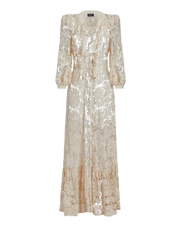 Women CoverUps PatBO Crochet Robe Wheat