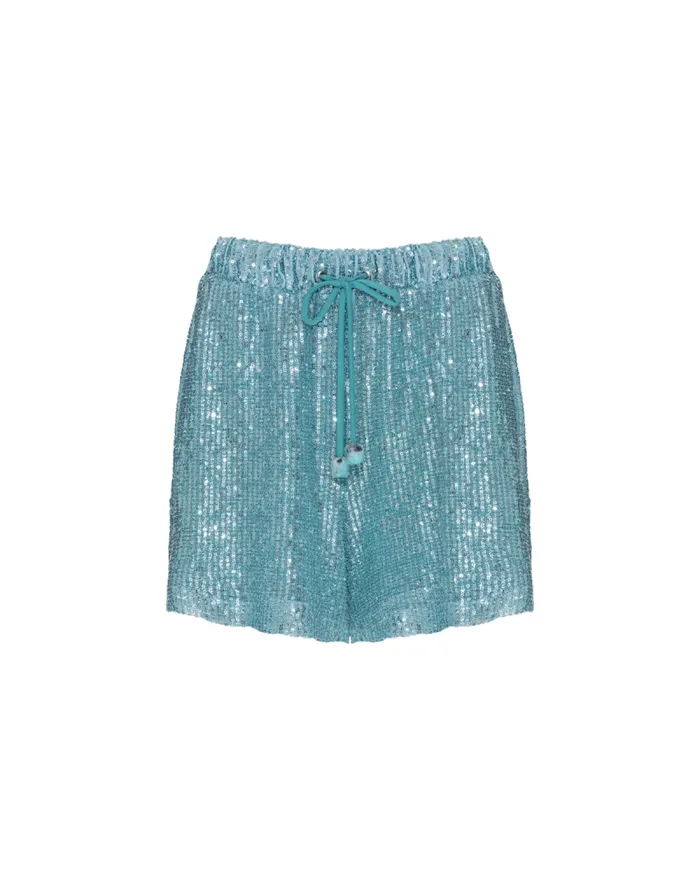 Women CoverUps PatBO Sequin Drawstring Shorts FINAL SALE Aqua