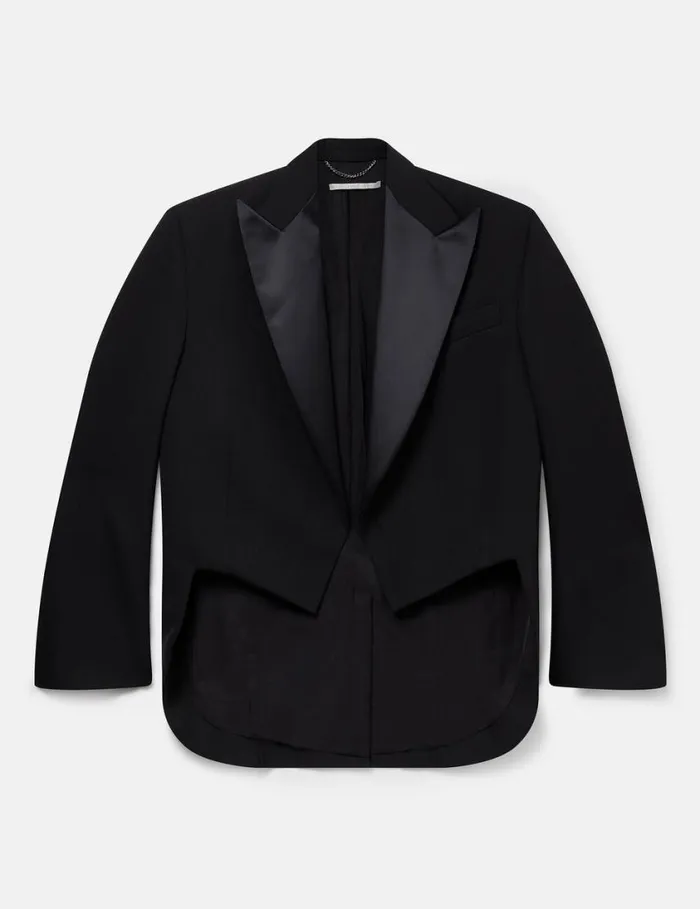 Women Cropped Wool Tuxedo Blazer Midnight Black Stella McCartney Coats And Jackets