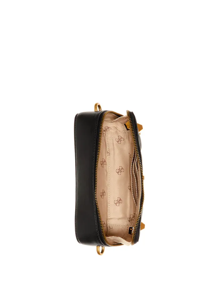 Women Crossbody GUESS Black Brera Studded Mini Crossbody Camera Bag