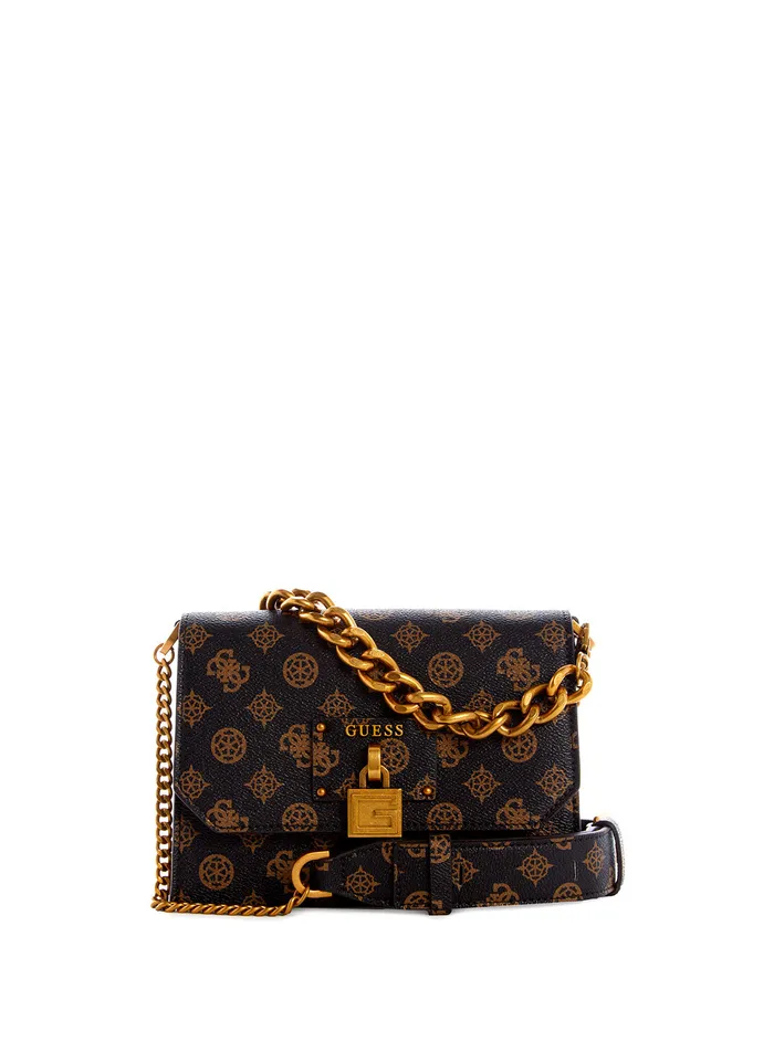 Women Crossbody GUESS Brown Centre Stage Crossbody Bag