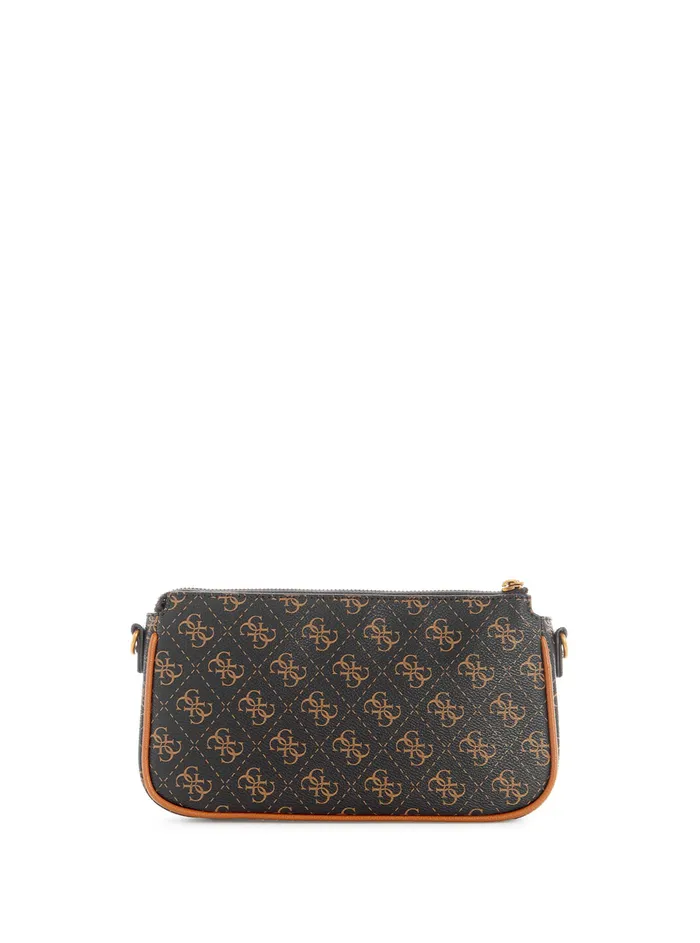 Women Crossbody GUESS Brown Logo Nell Crossbody Pouch Bag