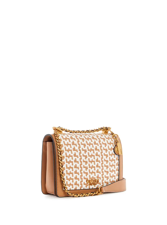Women Crossbody GUESS Cognac White Abey Crossbody Bag