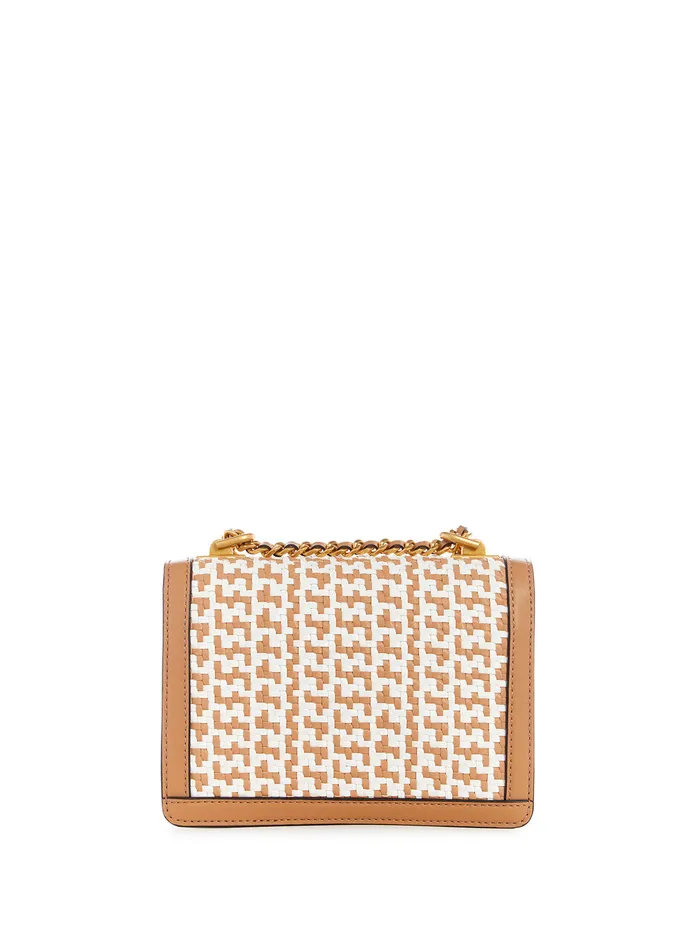 Women Crossbody GUESS Cognac White Abey Crossbody Bag
