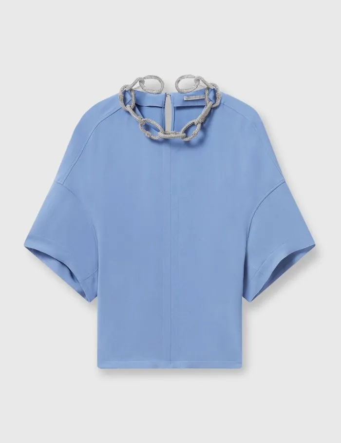 Women Crystal Chain ShortSleeve Top Iris Stella McCartney Shirts And Tops
