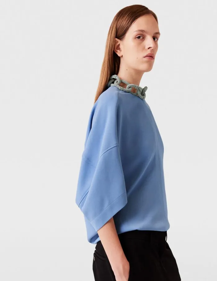 Women Crystal Chain ShortSleeve Top Iris Stella McCartney Shirts And Tops Women Crystal Chain ShortSleeve Top Iris Stella McCartney Shirts And Tops