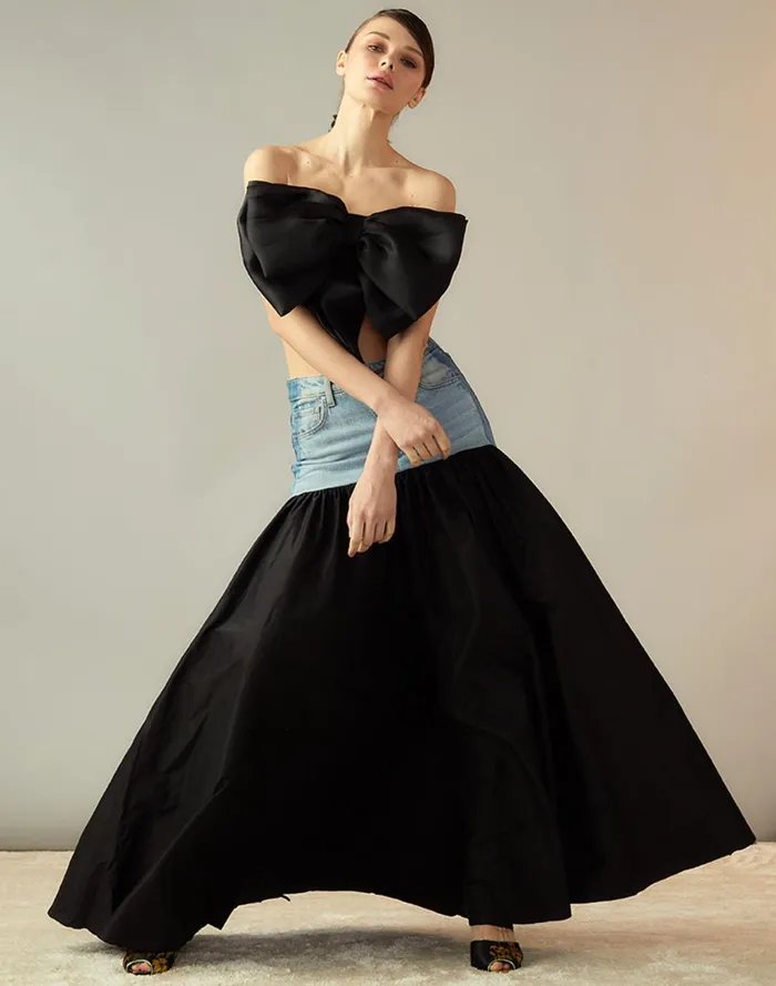 Women Cynthia Rowley Bottoms Denim Taffeta Skirt Black