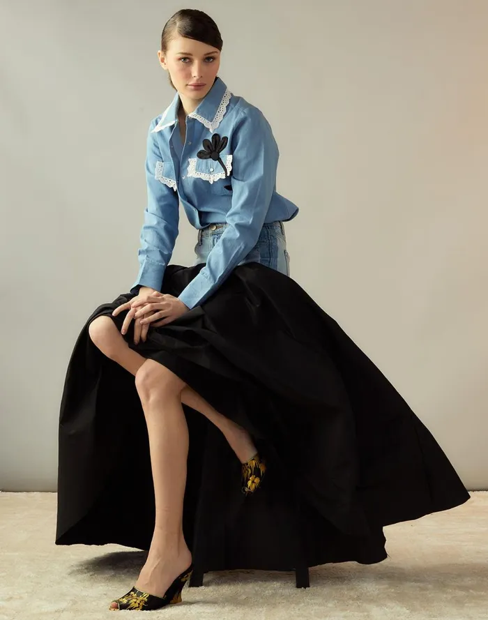 Women Cynthia Rowley Bottoms Denim Taffeta Skirt Black